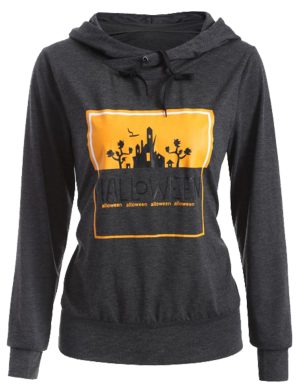 Stylish Dark Heather Grey Ladies Pullover Hoodie with Custom Print