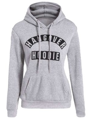 Women's Mélange Fleece Hoodie – Printed Logo, Kangaroo Pocket, Adjustable Hood, Brushed Inside