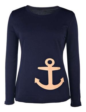 Women’s Graphic Printed Sweatshirt – Cotton Blend, Crew Neck, Relaxed Fit