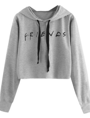 Ladies Fashion Cropped Hoodie – Custom Print, Drawstring Hood, Stylish Streetwear
