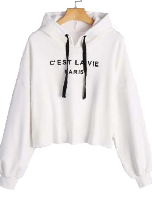 Ladies Fashion Cropped Hoodie – Custom Print, Drawstring Hood, Cotton Stylish