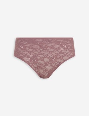 Mauve Lace Hipster Briefs – Seam-Free, Lightweight, Elastic Waist Comfort
