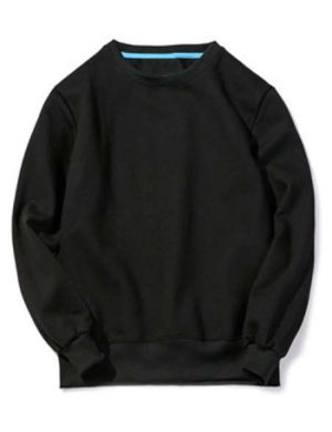 Black Fleece Sweatshirt for Men – Poly Cotton Blend, Regular Fit, Customizable Winter Apparel