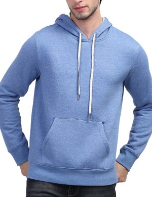 Men's Premium Sky Blue Melange Fleece Hoodie