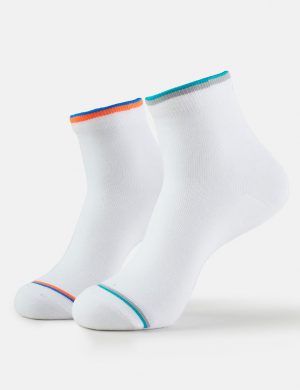 Jockey Men’s White Athletic Ankle Socks (2-Pack) – Low-Cut Performance Cotton Cushioned Socks with Color Stripe Trim