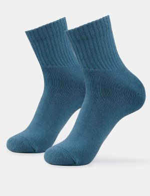 Custom Men’s Solid Petrol Blue Ankle Socks – Premium Ribbed Cotton Cushioned Quarter Socks for Sports & Casual Wear