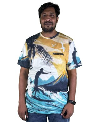 Men's Tropical Surf Graphic T-Shirt – Premium Sublimation Printed Beachwear Crew Neck Short Sleeve Tee