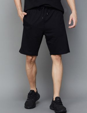 Men's Classic Black Soft Knit Athletic Shorts – Comfortable Gym & Everyday Lounge Shorts with Drawstring | Rioleaf