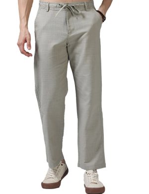 Men's Light Beige Linen Blend Trousers – Relaxed Fit Casual Trousers with Drawstring Elastic Waistband & Slant Pockets | Rioleaf