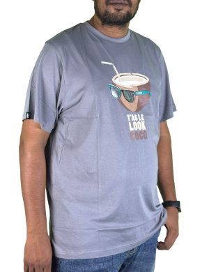 Men's Slate Grey Graphic T-Shirt – Premium Combed Cotton Crew Neck Short Sleeve Casual Wear Tee